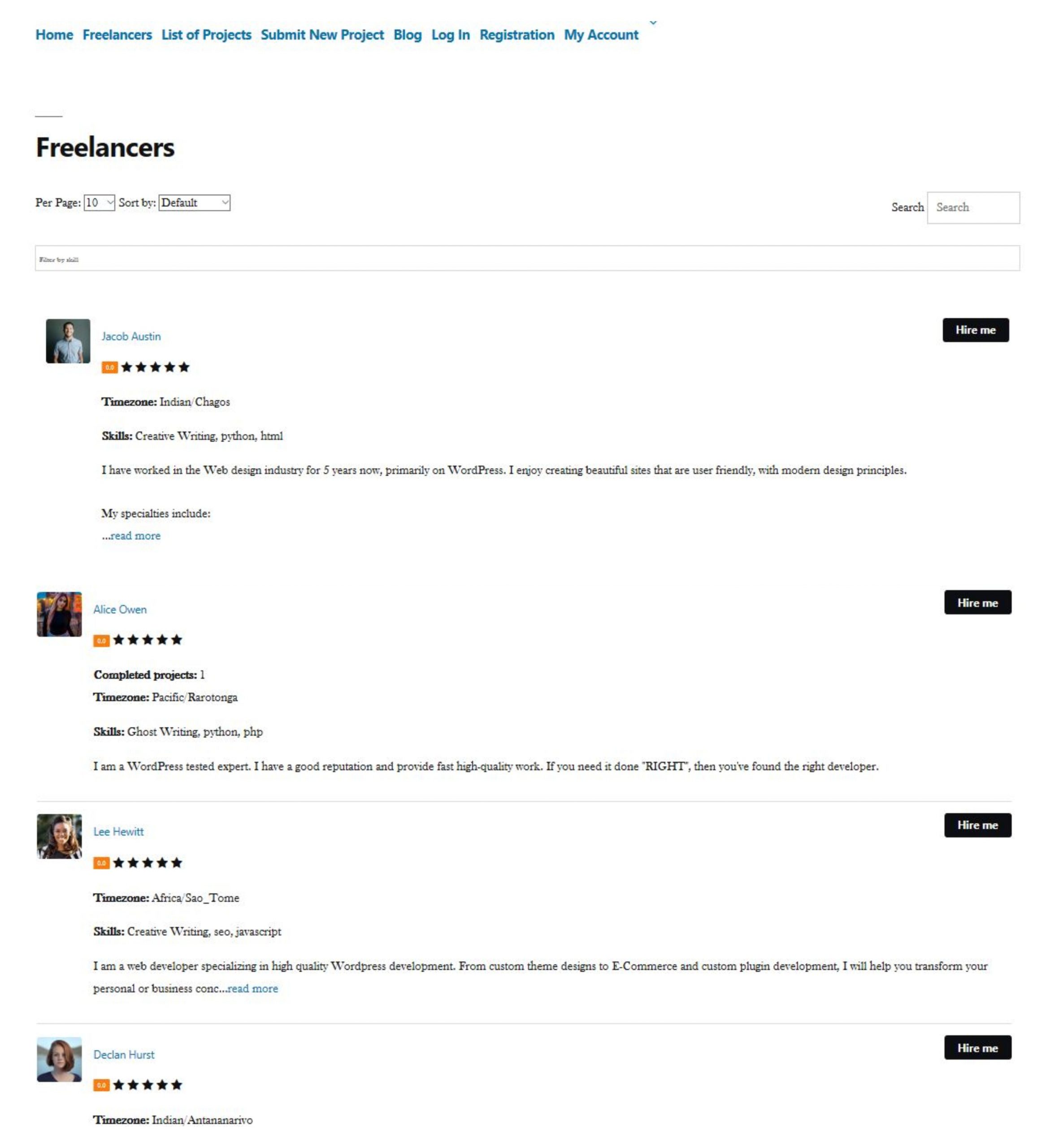 Freelancer Marketplace Plugin Freelancer List at Frontend